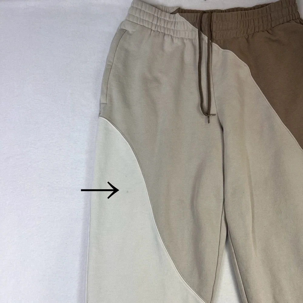 Alo Yoga Make Waves Sweatpants L Oversized Ivory Beige Gravel Atheletic